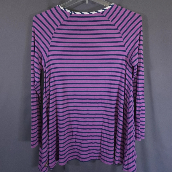 Matilda Jane Tunic Shirt Long Sleeve Pockets Striped Size Medium Preppy Coastal - Picture 7 of 7